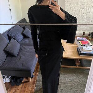 Yohji Yamamoto Femme black drape sweater
